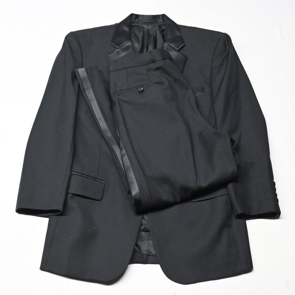 Bespoke‎ 38R 34x29 Black Wool Formal Prom Wedding Mens Suit Tuxedo Tux